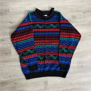 Vintage 90s Retro Patterned Knit Sweater